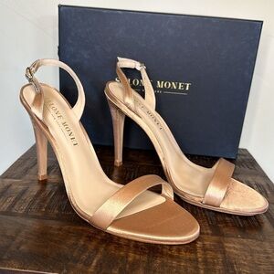 NWT $295 Salone Monet Sable High Heel Sandals Bronze-Gold Womens Sz 10.5-11
